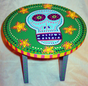 Day of the Dead (Dia de los Muertos) sugar skull stool by Andrea Drugay