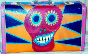 Day of the Dead (Dia de los Muertos) sugar skull suitcase by Andrea Drugay